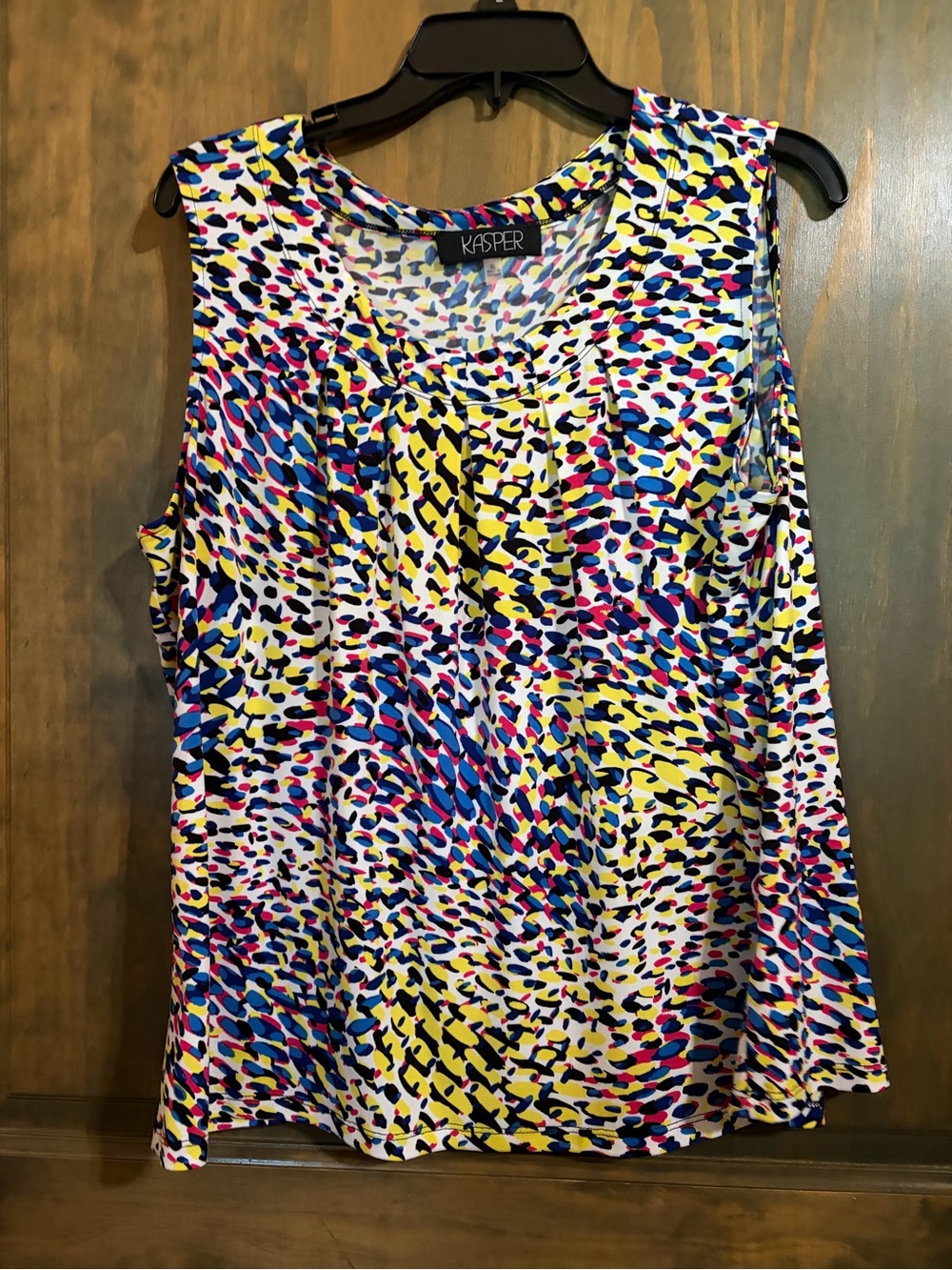 Kasper Multicolor Sleeveless Printed Blouse - Yellow, Blue, Pink, Black